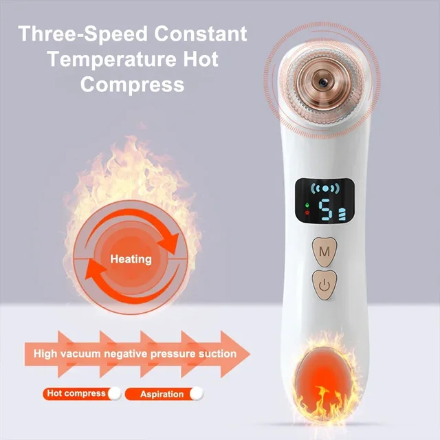 Dissolvant visuel de points noirs, Machine de nettoyage en profondeur du visage, dissolvant de points noirs et d'acné, extracteur de visage chauffé, ventouse électrique pour points noirs – Image 2