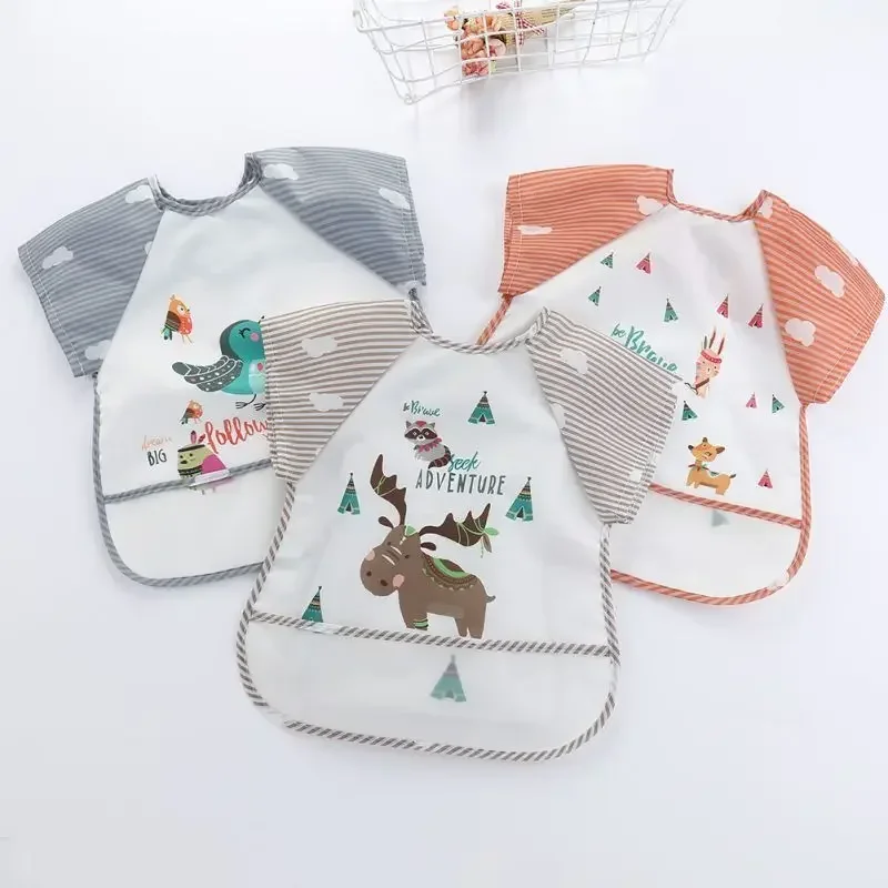 Vêtements de rot imperméables pour garçons et filles de 0 à 3 ans, Smock d'alimentation, tablier d'art sans manches avec dessin animé, Smock Animal, bavoir doux pour bébé