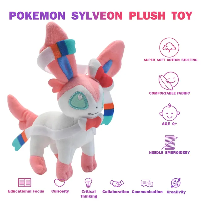 Peluche douce Leafeon Vaporeon Glaceon SylLion Espeon Umbreon Vaporeon SylLion, jouet à collectionner, cadeau – Image 2