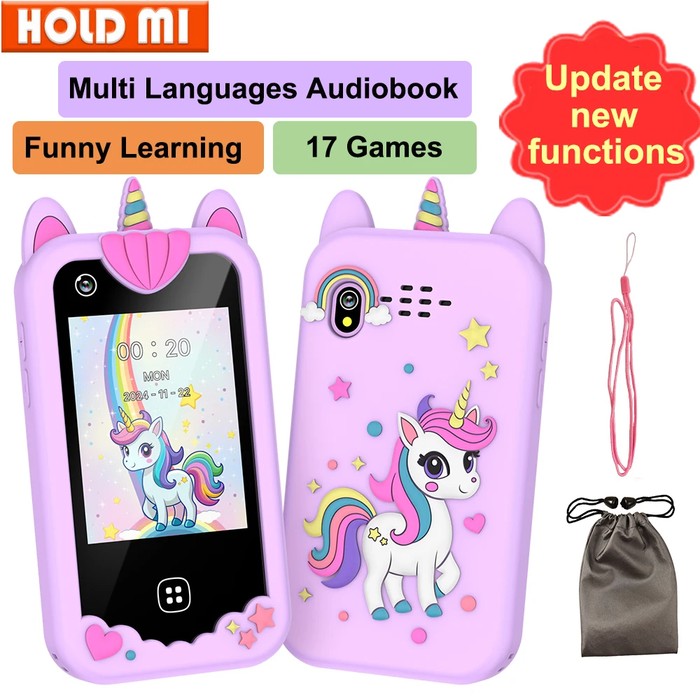 Enfants téléphone intelligent 17 jeux enfants téléphone portable jouets livres audio lecteur de musique enfant en bas âge apprentissage téléphone pour filles garçons cadeaux d'anniversaire