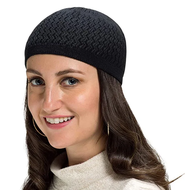 Hiver tricoté hommes musulmans chapeaux de prière unisexe bonnets casquette chaud islamique Ramadan juif kippa Homme chapeau hommes Wrap tête casquettes – Image 4