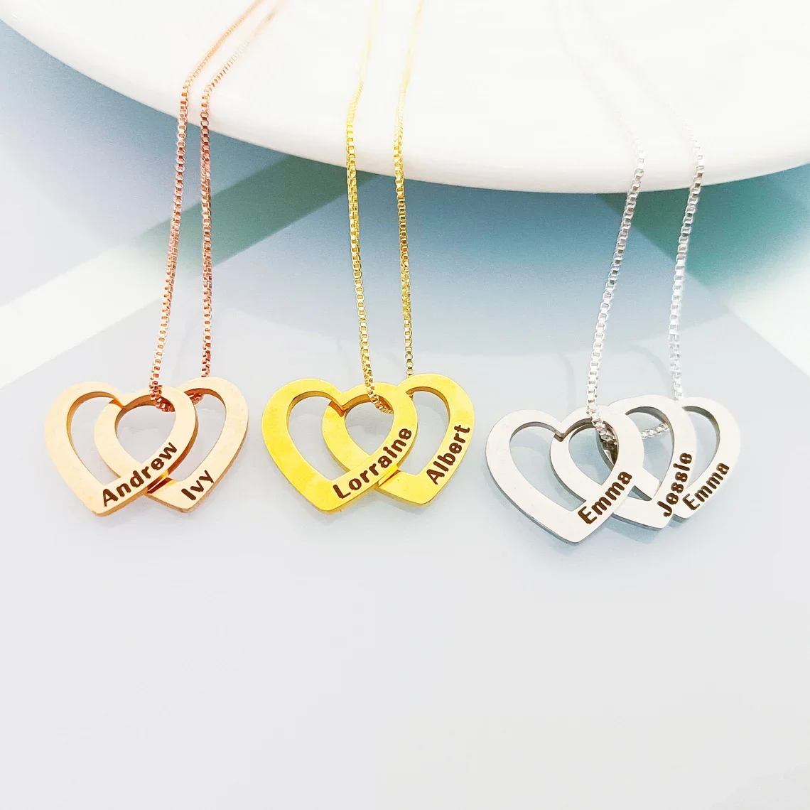Collier d'amour de coeur creux personnalisé pour des femmes, collier de nom pour des femmes, bijoux de mode, anniversaire de petite amie, cadeaux de JOPresidence