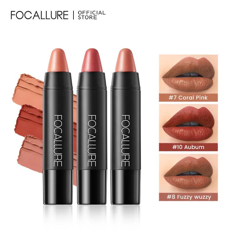 FOCALLURE-Rouge à lèvres velours nude pour femme, imperméable, rendu longue durée, antiadhésif, crayon à lèvres sexy, cosmétiques, maquillage, 256