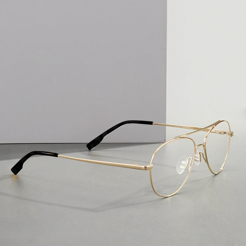 Monture de lunettes à double pont avec charnière à ressort pour hommes et femmes, lunettes de pilote à jante complète en métal, lentilles pour contrevenants optiques