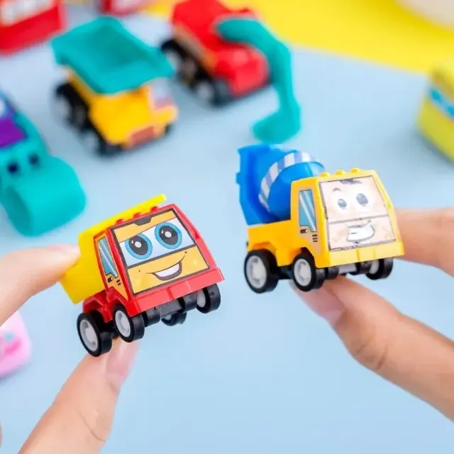 6Pcs Mini Inertielle Pull Back Engineering Car Set Enfant Enfants Dessin Animé Jouets Cadeau D'anniversaire – Image 3