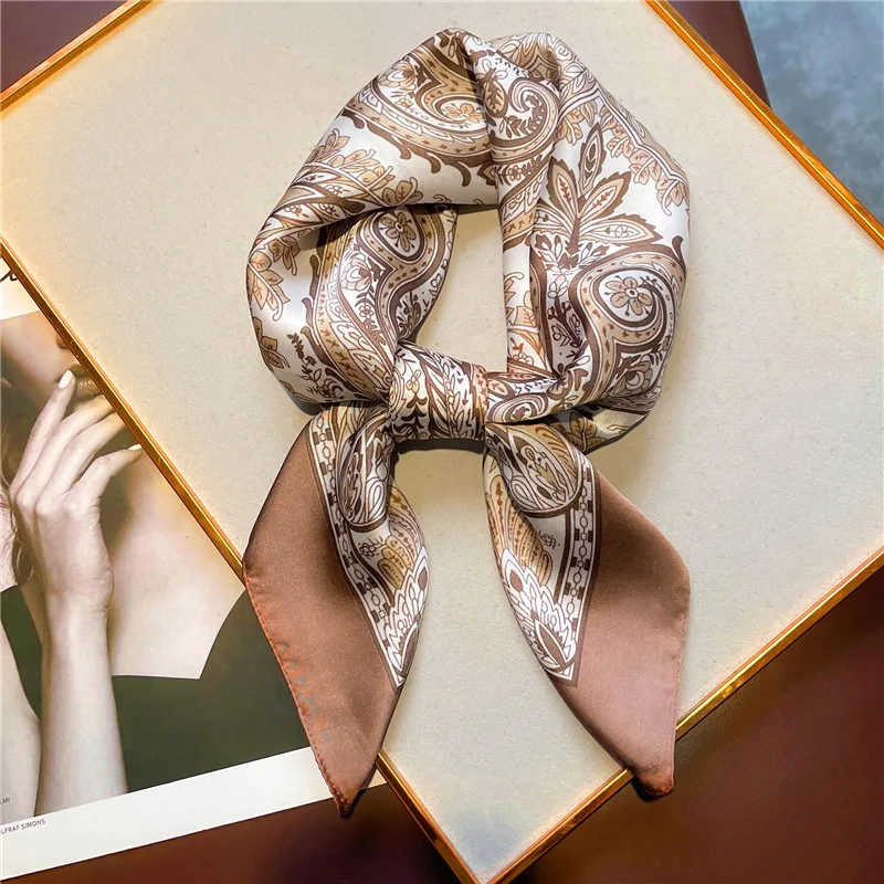 Foulard Bandana imprimé Paisley Vintage, léger, en Satin doux, élégant, polyvalent, pour femmes, bandeaux de cheveux