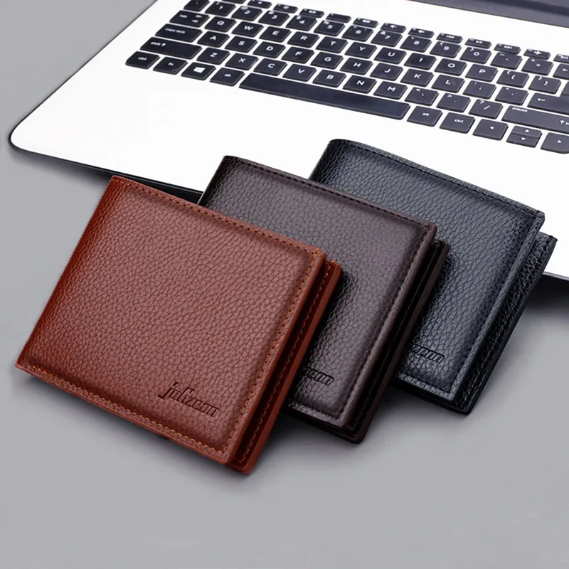 Portefeuille en cuir classique pour homme, porte-cartes de crédit, poche à monnaie, sac d'argent, court
