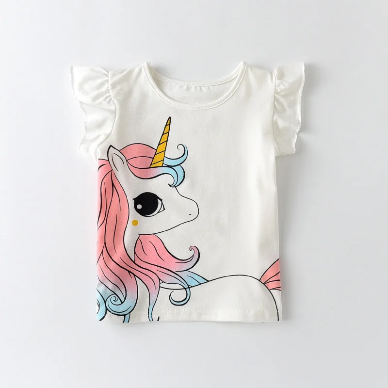 Mode d'été unisexe licorne T-shirt enfants garçons manches courtes t-shirts blancs bébé enfants couverture en coton pour filles vêtements