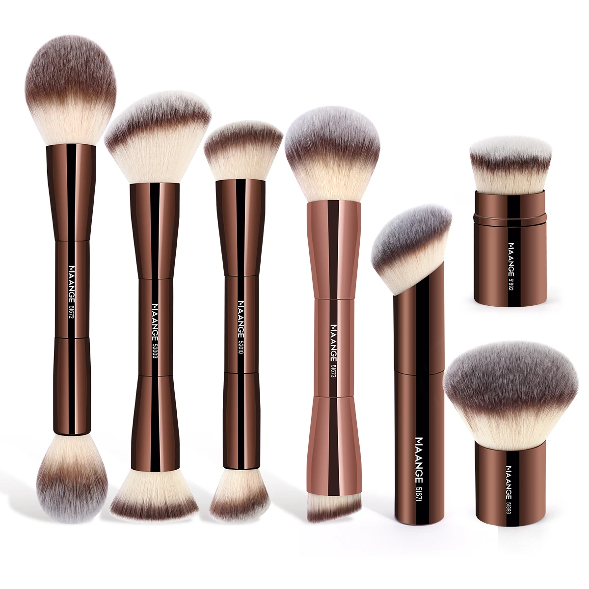 MAANGE-Pinceaux de maquillage à double tête, brosse pour fond de teint, poudre, correcteur, blush, bronzant, cheveux en fibre douce, outils de beauté cosmétiques