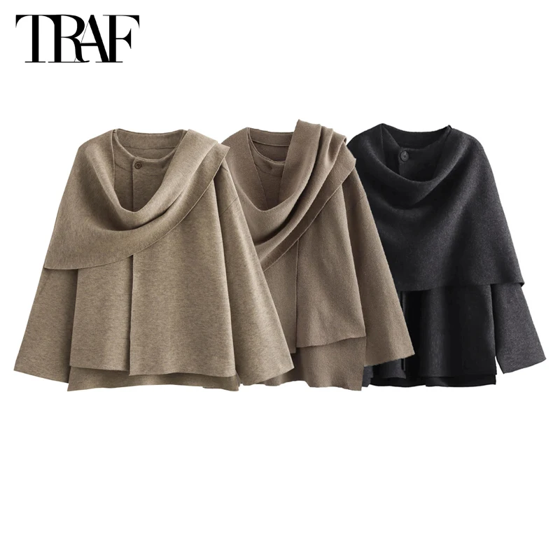 TRAF 2024 manteaux d'hiver en peluche pour femmes écharpe asymétrique veste Demi-saison pour femmes Parkas à manches longues manteau rembourré femme veste