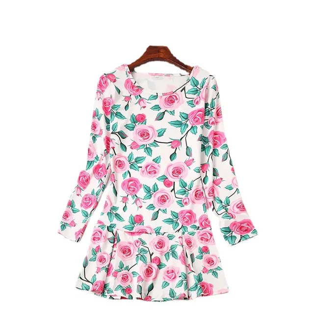 Robe longue assortie à manches longues pour mère et fille, robe parent-enfant populaire, fleur imprimée, rose, été, 2024 – Image 5