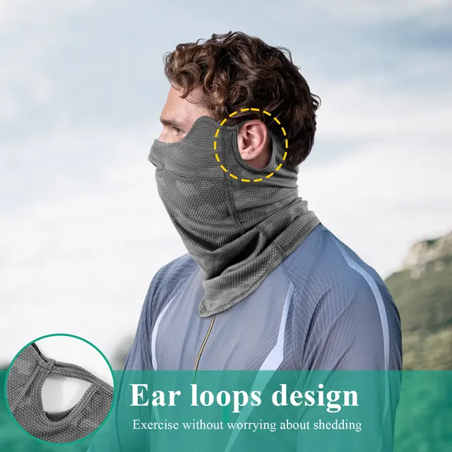 Masque facial de protection solaire pour l'été, bandana cool pour les oreilles, écharpe de sport pour la randonnée, le camping, la pêche, le vélo, le ski, la couverture du cou – Image 2