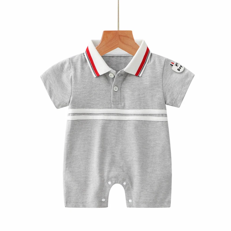 Combinaison d'été à manches courtes pour nouveau-né, sarouel à revers, costume d'extérieur pour bébé garçon, pur coton, boxer à manches courtes, nouveau
