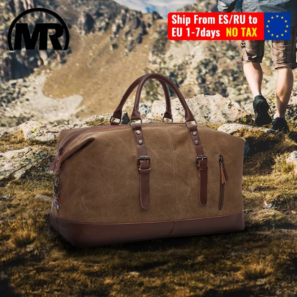 MARKROYAL toile cuir hommes sacs de voyage bagage à main hommes sac polochon sac à main voyage fourre-tout grand week-end sac livraison directe
