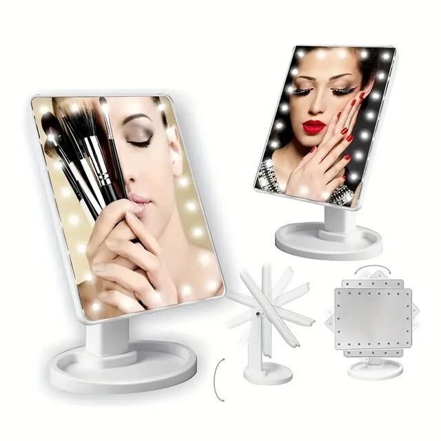 Miroir de maquillage éclairé, batterie carrée 4 * AA - utiliser un miroir de beauté, un miroir de vanité à écran tactile, des Brightnes – Image 2