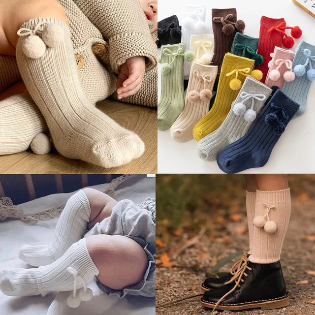 Chaussettes montantes sans boules pour bébés filles, chaussettes princesse pour tout-petits, jambières, style britannique, 0-4 ans – Image 2