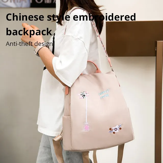 Imperméable Oxford Femmes Sac À Dos De Mode Casual Broderie Designer Femme Grande Capacité Voyage Sac À Main Shopping Knaps – Image 3