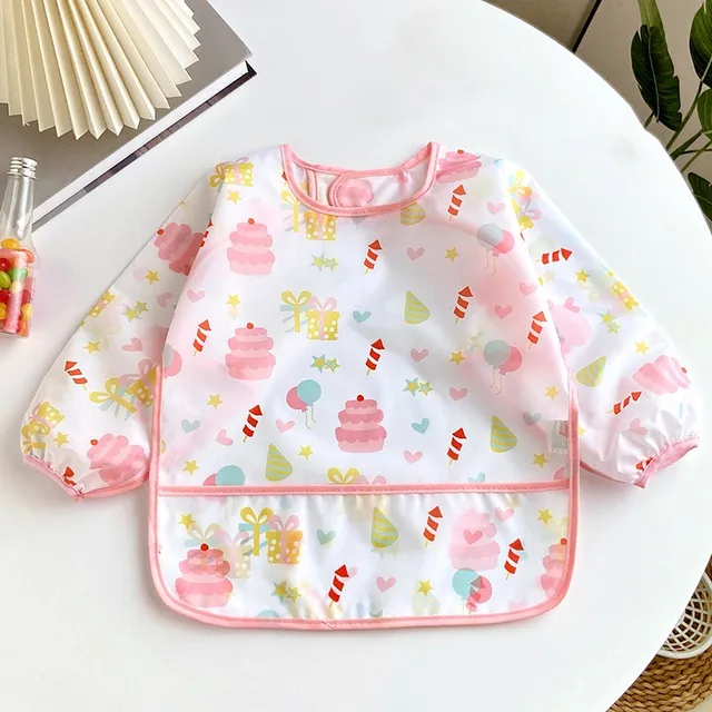 Bavoirs pour bébés de 0 à 3 ans, mignon, coloré, dessin animé, imperméable, pour manger, enfants, dessin, tablier à manches longues, auto-alimentation – Image 3