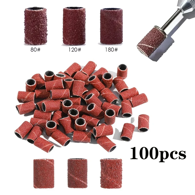 Bandes de polissage pour fraiseuse, accessoires pour nail art, outil de ponçage, 80 en effet/100 en effet/120 pouces, pour dissolvant de vernis gel UV acrylique, 180 pièces