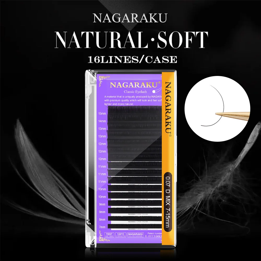 NAGARAKU – extensions de cils, classiques, individuelles, noires, mates, professionnelles, douces, naturelles, 16 rangées