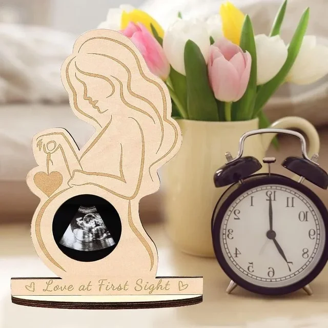 Cadre Photo à ultrasons pour bébé, cadre sonogramme en bois pour mère enceinte, Souvenir, ornement, cadeau pour future mère – Image 4