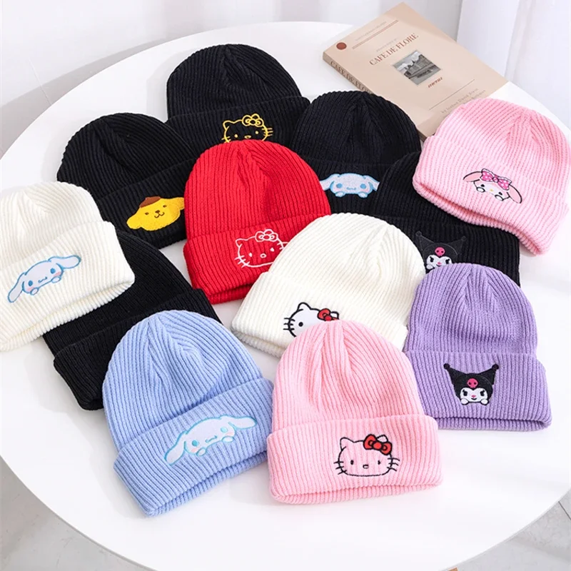 Offre spéciale Saniro Hello Kitty bonnet chapeau femmes mignon dessin animé cannelle mélodie Kuromi hiver bonnet tricoté