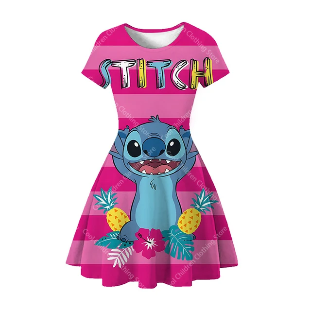 MINISO Disney point princesse fête habiller pour les filles t-shirt Sress enfants Stich dessin animé mode vêtements de sport robe de princesse – Image 5