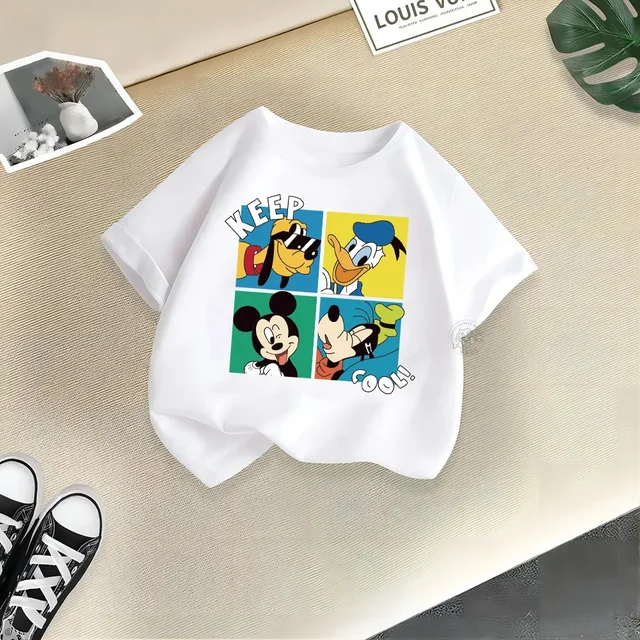 MINISO-T-shirt en coton Disney pour enfants et adultes, mignon, ensoleillé, dessin animé, garçon, fille, mode décontractée, vêtements pour enfants, été – Image 5