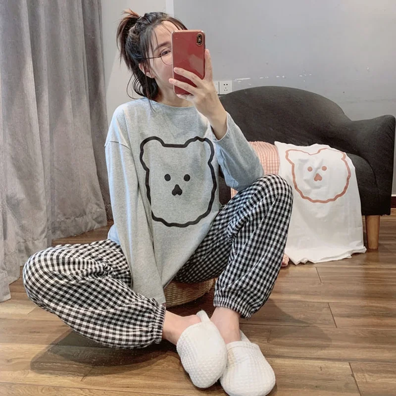 Pyjama d'Allaitement 2 Pièces pour Femme, Vêtements Mensuels, Loisirs Imbibés, Printemps et Automne