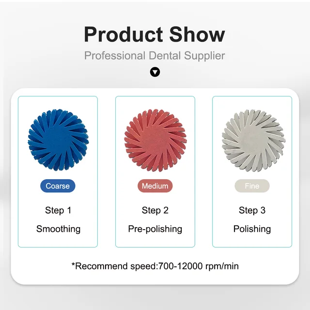 Polisseuse dentaire en caoutchouc, disque de polissage en résine Composite, roue de 14mm, 3 couleurs, brosse flexible en spirale, outil de laboratoire de dentisterie 6 pièces/boîte – Image 3