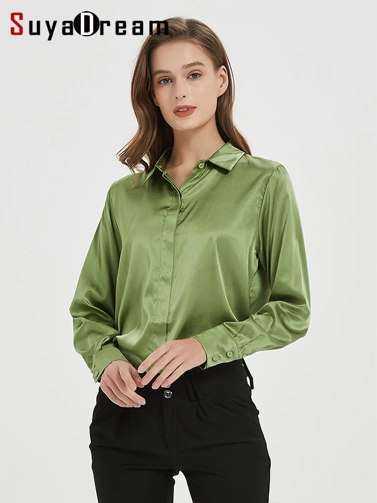 SuyareplWoman-Chemises monochromes à manches longues pour femmes, haut de bureau pour femme, 93% réel, j7% spandex, chemisiers chics, printemps, automne 2022