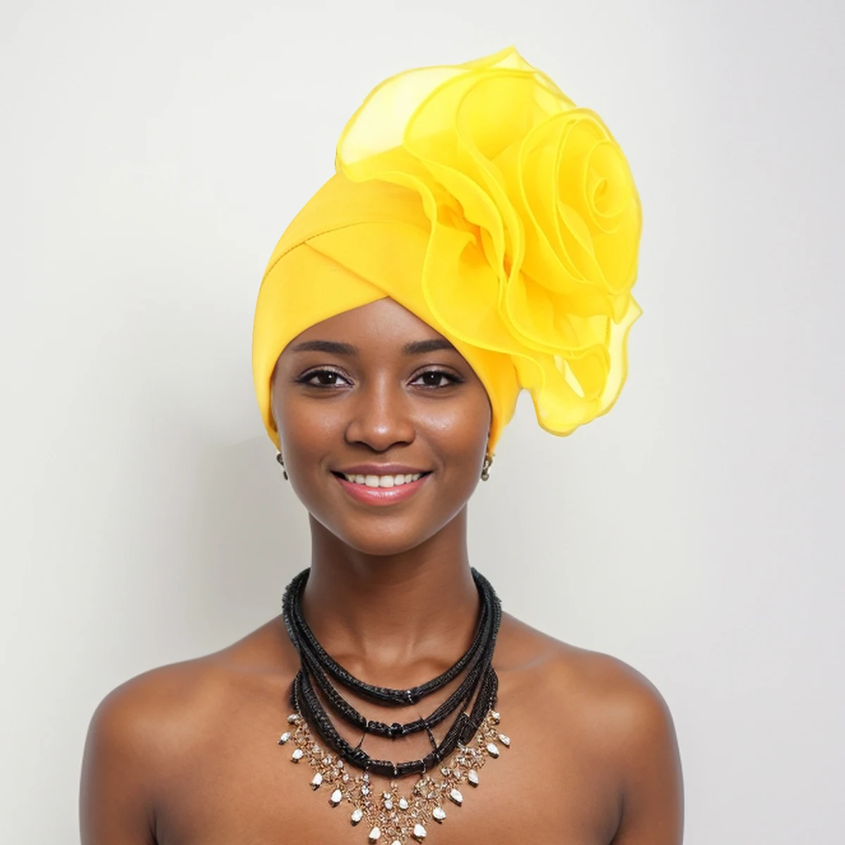 Chapeau turban à grande fleur exagéré pour femme, fête de mariage nigériane, vêtements de sauna, enveloppes de tête pour femme africaine