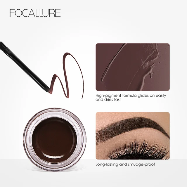 FOCALLURE 5 couleurs imperméable à l'eau sourcil pommade Gel sourcil teinte maquillage rehausseur cosmétique maquillage des yeux crème à sourcils avec brosse – Image 5