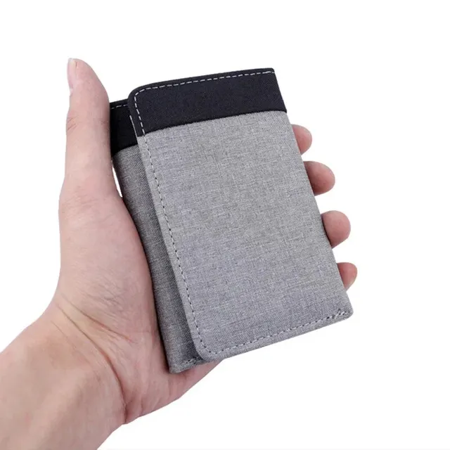 Hommes toile portefeuille avec ID porte-Photo porte-carte portefeuille étui 8 fentes moraillon mâle sac à main Mini trois fois hommes portefeuille – Image 3