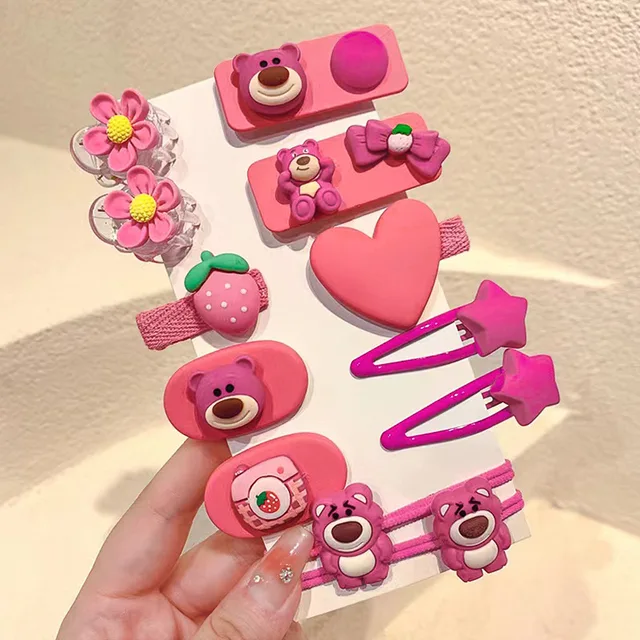 Épingles à cheveux dessin animé Disney pour filles, pinces à cheveux mignonnes, Lotso StellaLou, Hello Kitty, cadeau de coiffure pour tout-petits, 12 pièces – Image 2