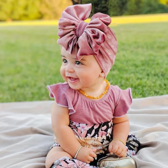 Turban en velours imprimé léopard pour nouveau-né, grand nœud de cheveux, couvre-chef pour bébé fille, hiver, automne, chapeau chaud pour enfants, Bonnet Donut – Image 2