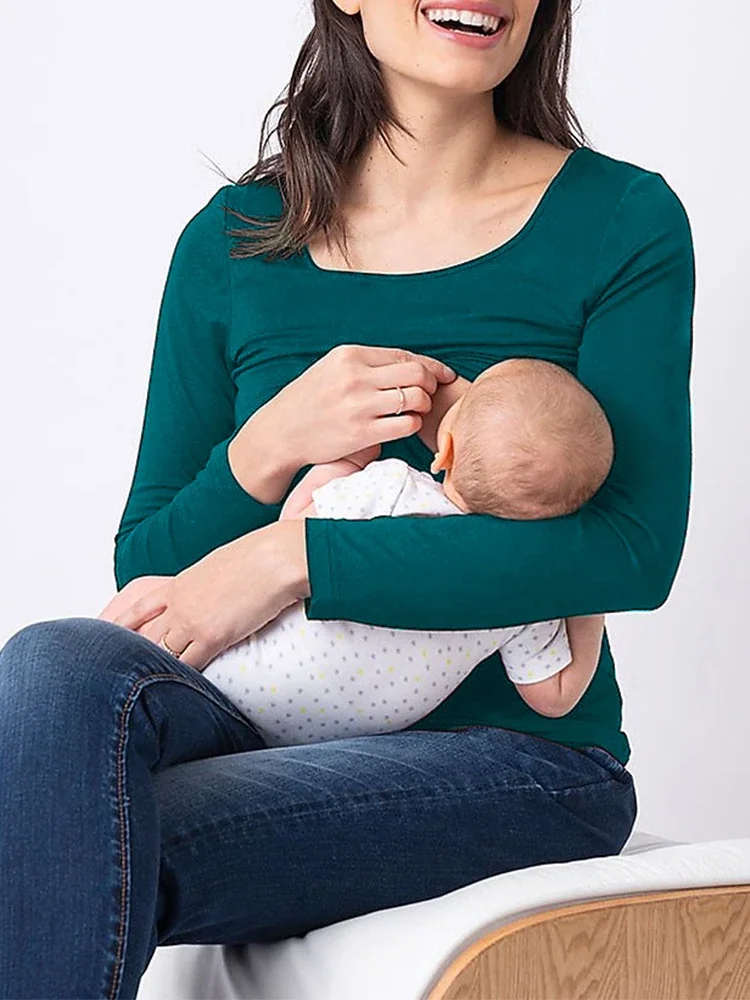 T-shirt d'allaitement à manches longues pour femmes enceintes, élégant, à la mode, nouvelle collection automne 2024