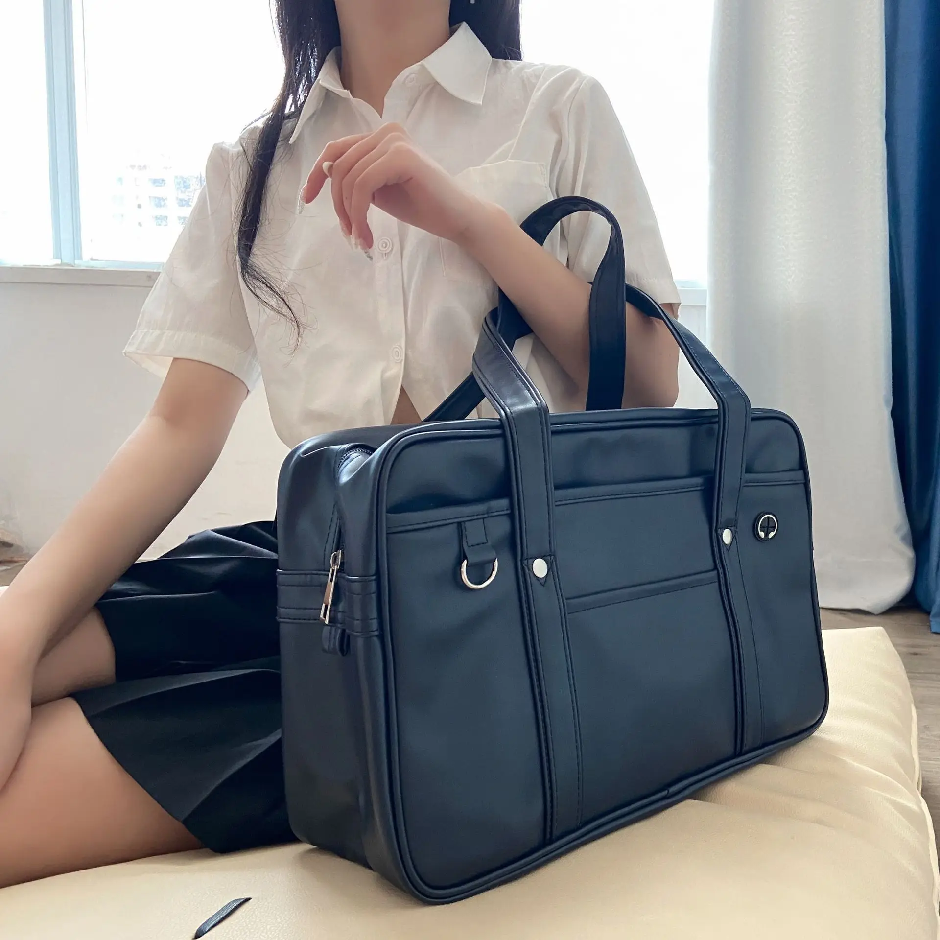 Sac d'uniforme japonais bidimensionnel pour étudiant JK, cartable en PU pour fille, sac à main messager résistant à l'usure et étanche à une épaule