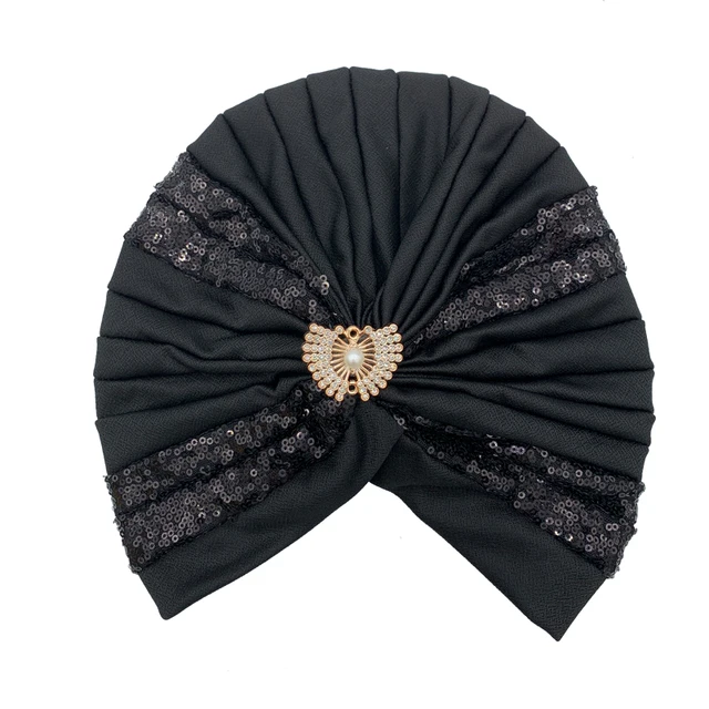 Turban Plissé à Paillettes pour Femme, Chapeau Musulman, Écharpe de Sauna, Bonnet, Enveloppe la Tête, ixAfricaine, Pièce de Sauna, Nigeria, Gele de Mariage – Image 6