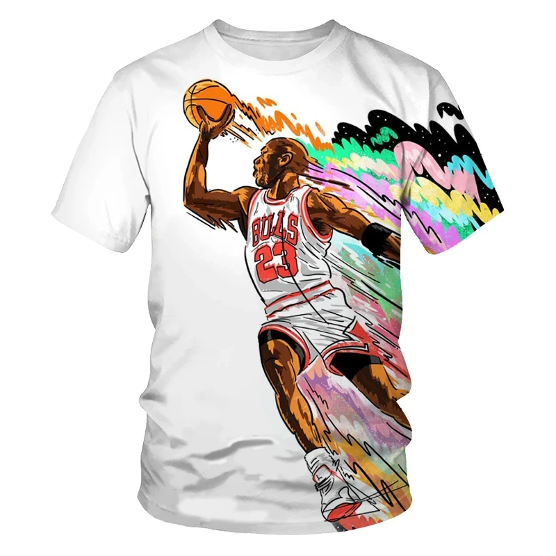 2023 T-shirt d'été garçon étoile de basket-ball 3D imprimé mode garçons et filles T-shirt sport de rue hauts pour enfants vêtements pour enfants