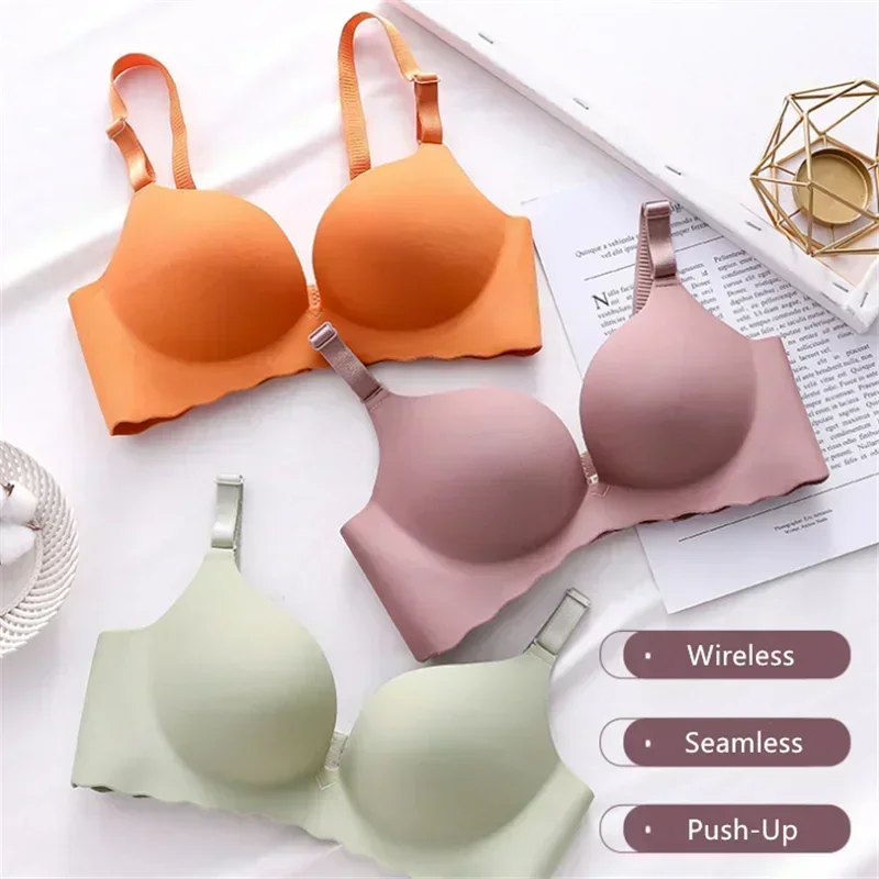 Soutien-gorge push-up sexy sans fil pour femme, sous-vêtement une pièce respirant, lingerie sans couture, corset
