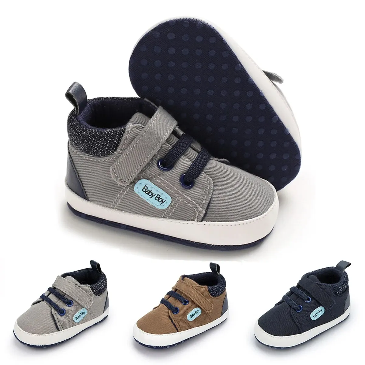 Meckior bébé décontracté toile baskets haute Gang sport bébé garçons filles chaussures anti-dérapant semelle souple premiers marcheurs berceau chaussures décontractées