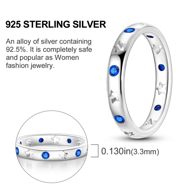 Bagues en argent Sterling 925 authentiques, bague en Zircon scintillant, bagues de mariage d'amour populaires pour femmes, bijoux de fiançailles, anniversaire – Image 6