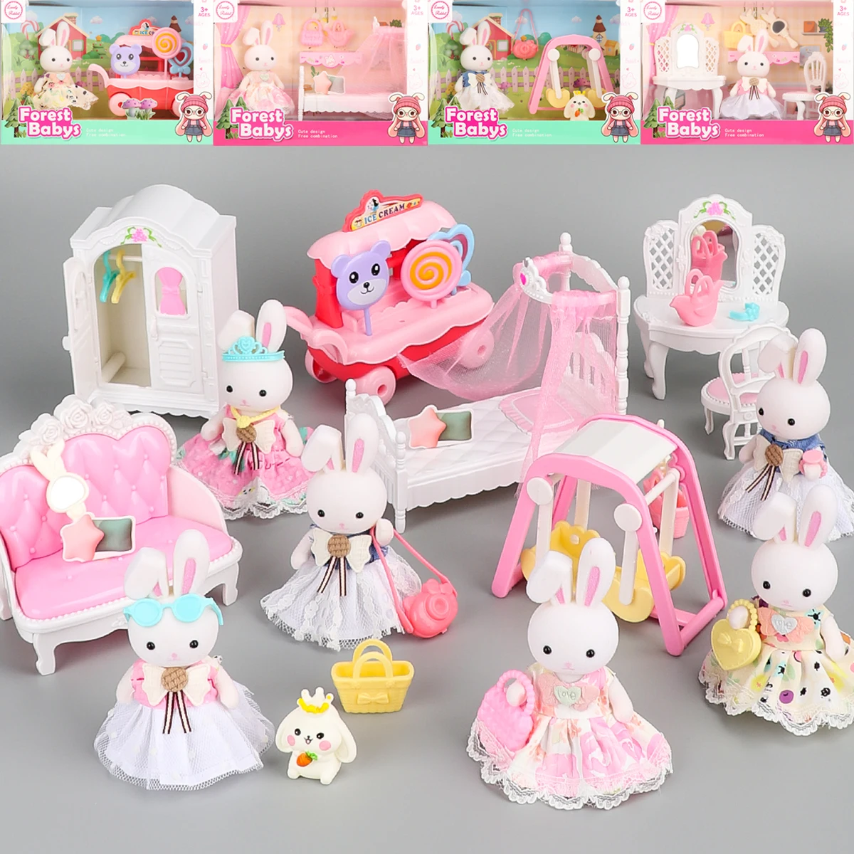 1:12 semblant jouet lapin de pâques familles Simulation modélisation maison de poupée Miniatures accessoire maison jouer jouets pour cadeaux