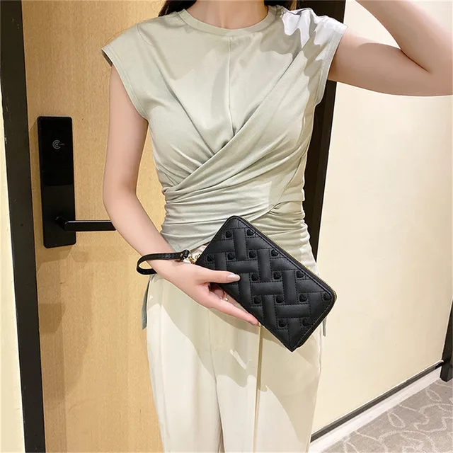 Portefeuille femme coeur broderie ligne pochette longue couleur unie fermeture éclair porte-monnaie décontracté mode multicouche carte sac cadeau 2025 nouveau – Image 6