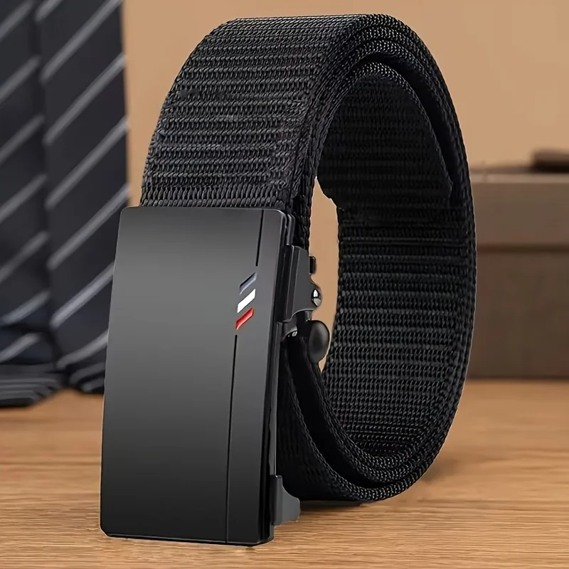 Ceinture en toile pour hommes d'affaires, véritable marque de luxe, ceinture de loisirs, ceinture automatique, ceinture avec pantalon cargo, ceinture de jeans, 1PC