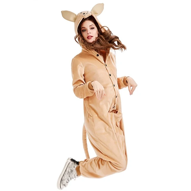 Combinaison à capuche kangourou pour femmes, costume de cosplay d'halloween, costume de maison de dessin animé, costume de jeu de couleur scolaire M et XL, automne – Image 3