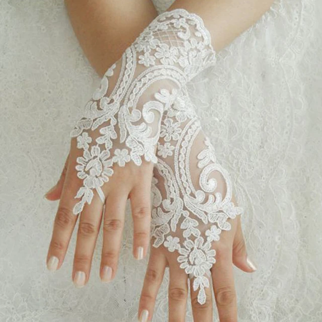 Gants sans doigts en résille à fleurs en dentelle creuse, 38Styles, Protection solaire élégante pour femmes, mitaines de danse en maille pour mariage, décoration des mains