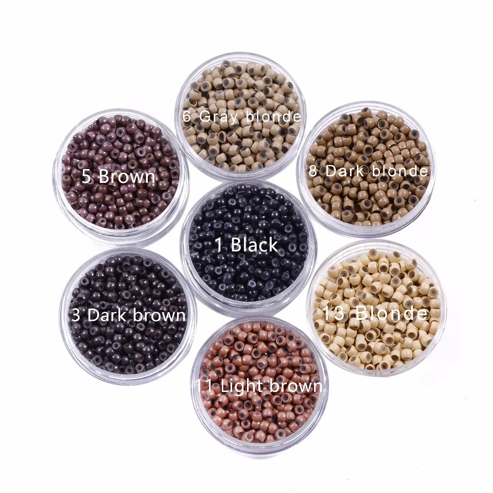 Perles d'anneau en cuivre pour extensions de cheveux, micro anneau doublé de silicone, 500mm, 3.0 pièces
