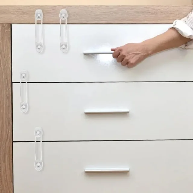 Serrure de sécurité pour enfants, 5 pièces, transparente, Anti-ouverture, sangle souple, serrure de sécurité multifonctionnelle pour tiroir de bébé, serrure de réfrigérateur – Image 5